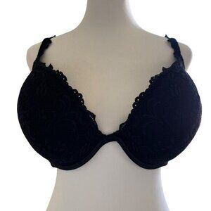 CACIQUE Lace Padded‎ Underwire Black Bra Brassier Adj Straps Size 40DD